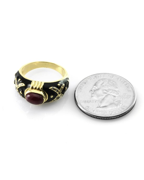 Hidalgo Ruby, Diamond and Enamel Ring in Gold